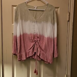 Cato Pink and Green Ombre Blouse